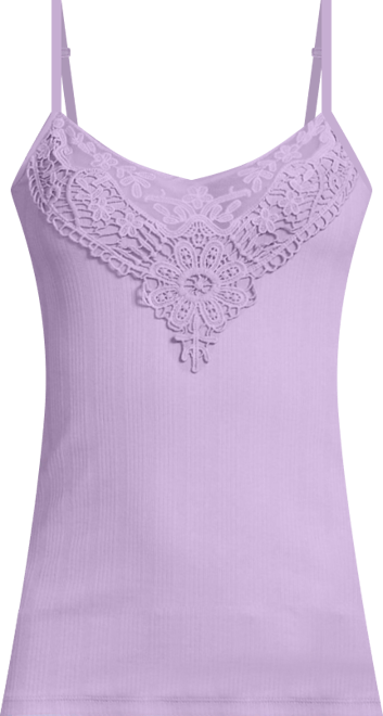 Women's Variegated Micro Rib Lace Trim Cami