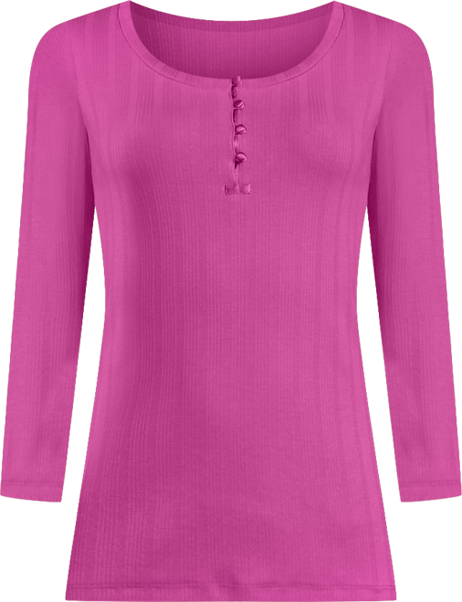 Women's 3/4 Sleeve Variegated Micro Rib Henley
