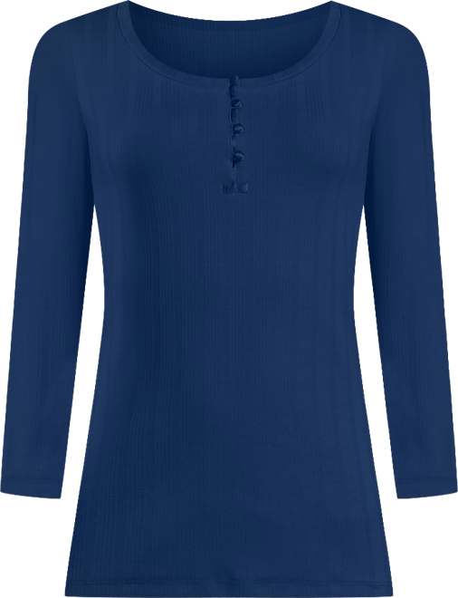 Women's 3/4 Sleeve Variegated Micro Rib Henley
