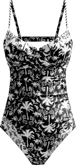 Women's Tropical Ruching Underwire One-Piece Swimsuit