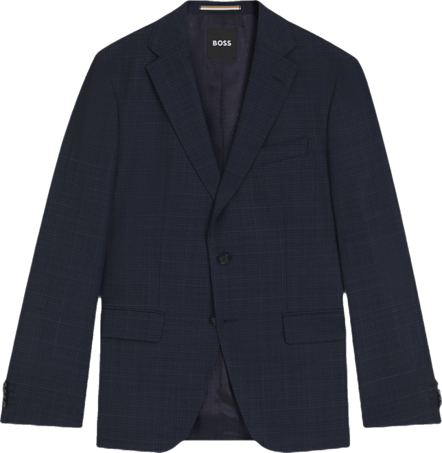 Boss by  Men's Checked Virgin Wool Slim-Fit Blazer