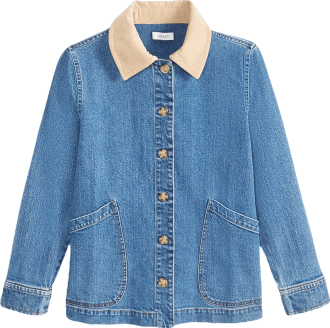 Women's Corduroy Collar Denim Barn Jacket, Macy's Exclusive