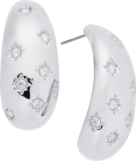 Pave Star Puffy J-Hoop Earrings, Macy's Exclusive