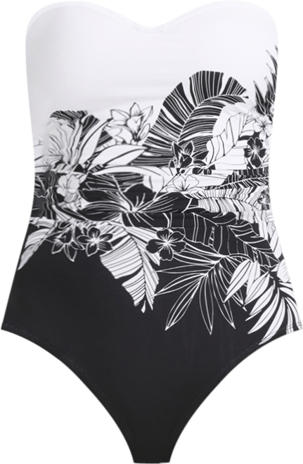 Women's Double Duty Two-Tone Bandeau One-Piece Swimsuit