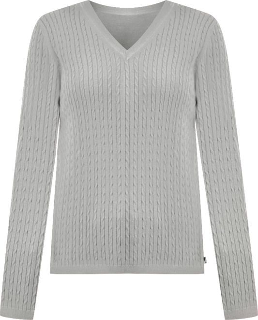 Women's V-neck Cable Knit Sweater, Online Only