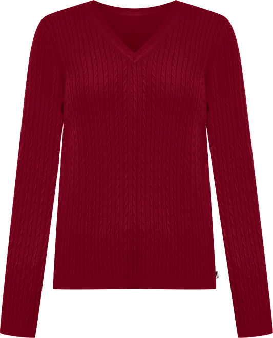 Women's V-neck Cable Knit Sweater, Online Only