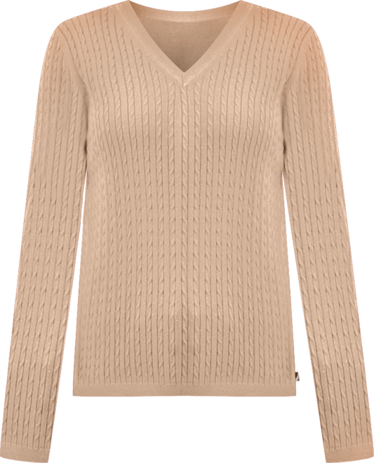 Women's V-neck Cable Knit Sweater, Online Only