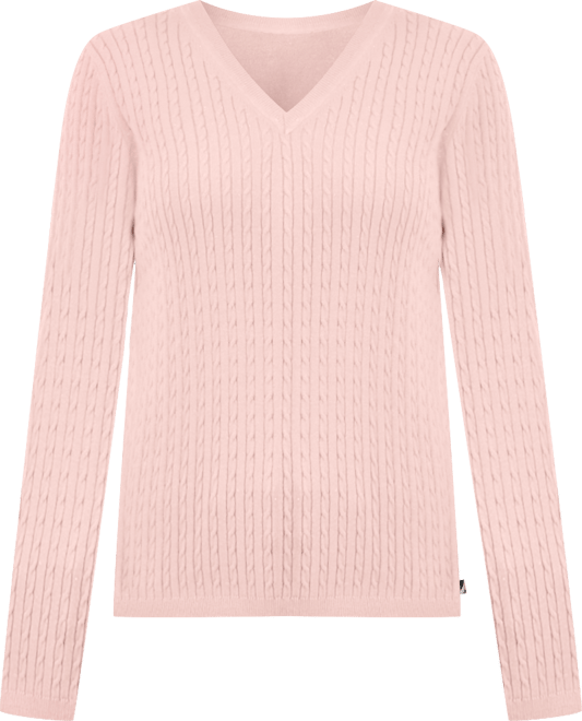 Women's V-neck Cable Knit Sweater, Online Only