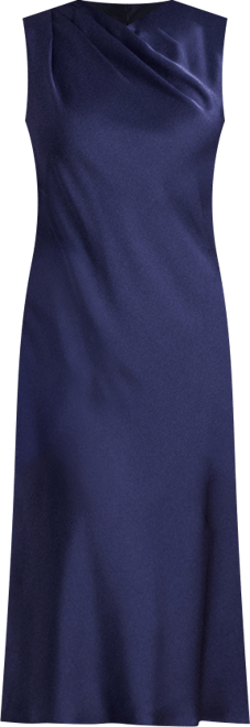 Pleated Satin Charmeuse Cocktail Dress