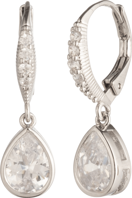 Cubic Zirconia Pierced Drop Earrings