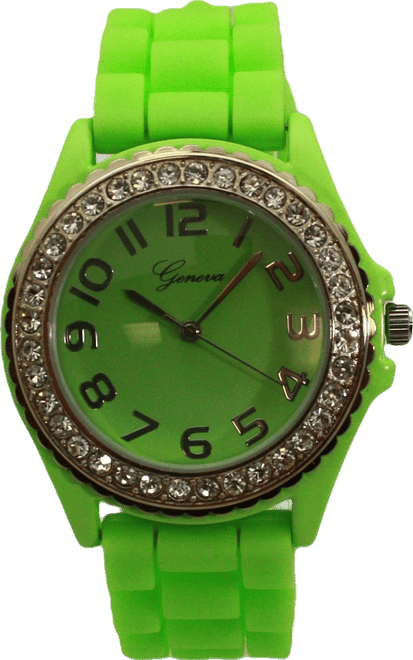 Lime Every Day Silicone and Rhinestones Colorful Women Watch