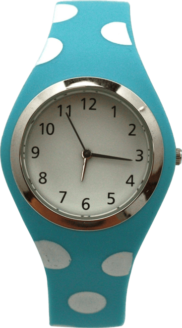 Light Blue Polka Dots Silicone Band Women Watch