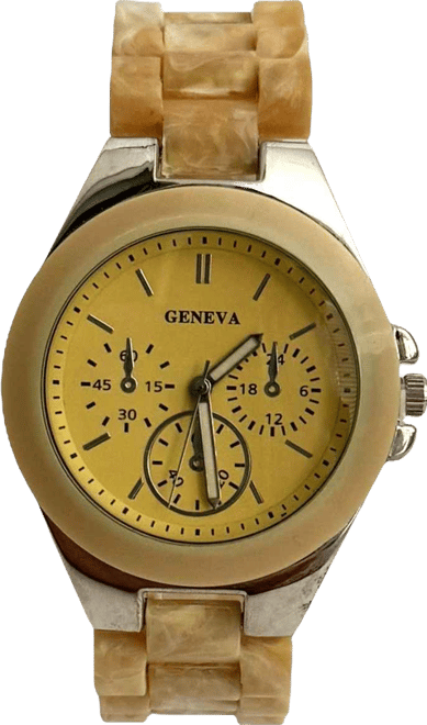 Beige Acrylic Band Every Day Women Watch