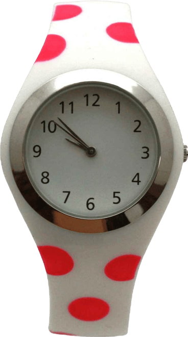 White Polka Dots Silicone Band Women Watch