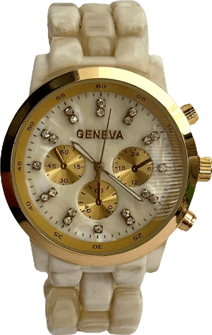 Beige and Gold tone Face Women Watch