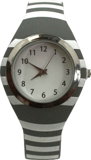 Gray Stripped Silicone Band Women Watch