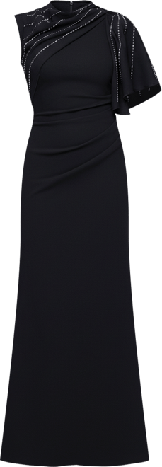 Women's Long Scuba Crepe Studded Dress