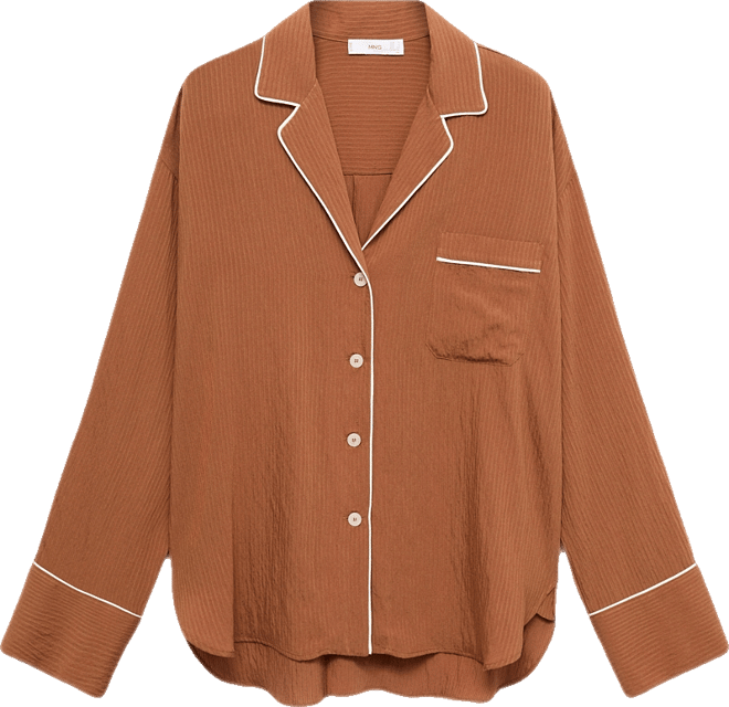 Women's Contrasting Trim Textured Shirt