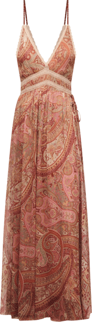 Women's Paisley-Print Lace Trim Dress