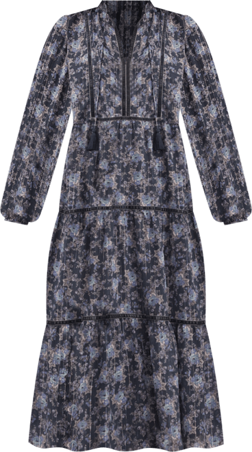 Women's Floral Long Sleeve Midi Dress