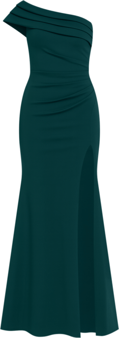 Women's One-Shoulder Pleat Long Dress