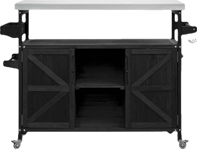 Streamdale Outdoor Kitchen Island Rolling Bar Cart Grill Table Black