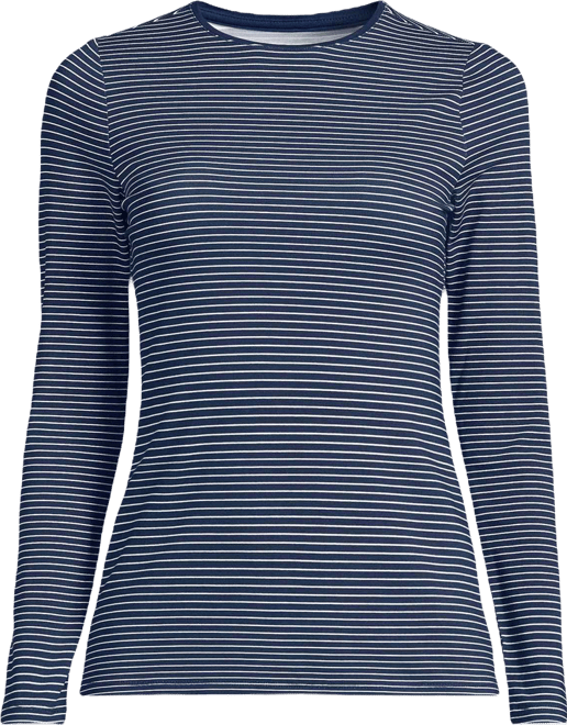 Women's Lightweight Jersey Skimming Long Sleeve Crew Neck T-shirt