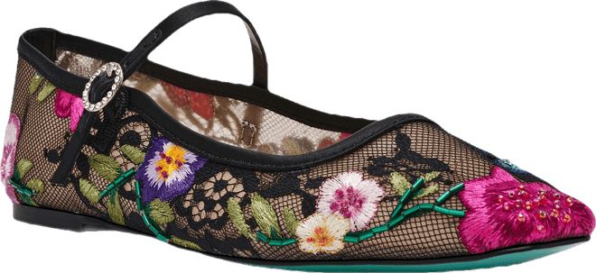 Women's Nova Embroidered Mesh Mary Jane Flats