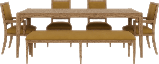 Everleigh Dining 6-Pc. Set (Table, 2 Upholstered Back Side Chair, 2 Upholstered Back Arm Chair & Bench)