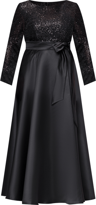 Plus Size Sequin Detail Crewneck Ballgown