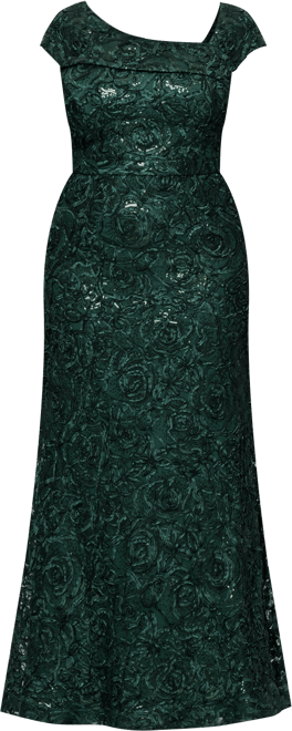 Plus Size Lace Detail Asymmetrical Neck Maxi Dress