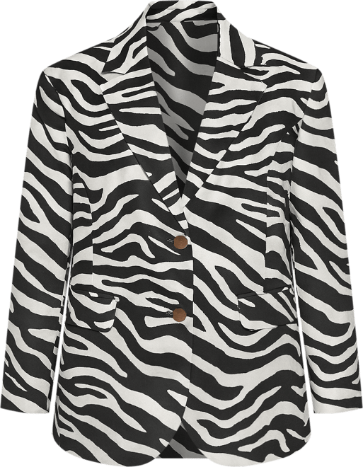 Women's Plus Size Nipped Waist Zebra Print Blazer
