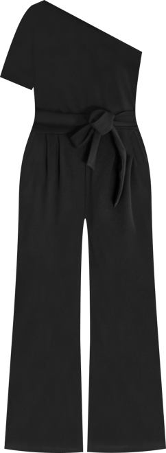 Women's One-Shoulder Belted Wide-Leg Jumpsuit