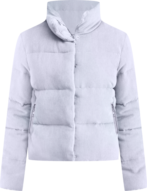Women's Corduroy Zip-Front Puffer Coat