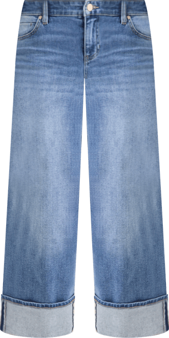 Women's Morgan Mid Rise Cuffed Wide Leg Jeans