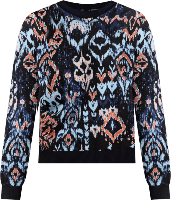 Women's Printed Long-Sleeve Crewneck Sweater