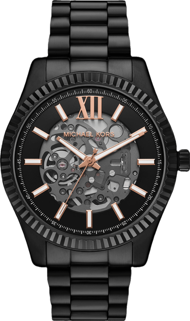 Men's Lexington Automatic Black Ip Stainless Steel Watch, 45mm