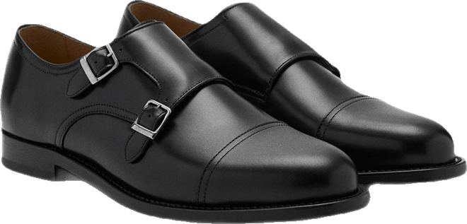 Men's Double Buckle Leather Shoes