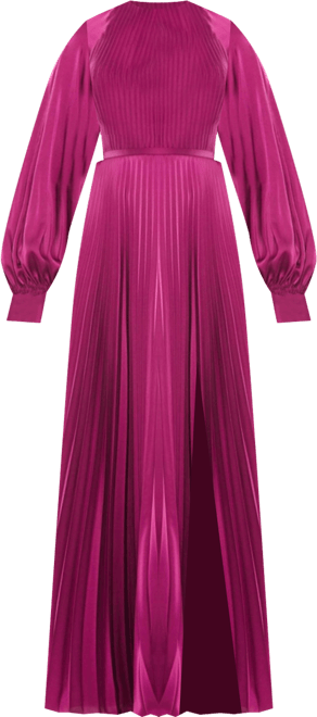 Women's Ieena Long Sleeve Pleated High Neck Gown