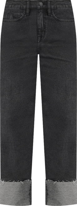 Women's High-Rise Classic Cuffed Straight-Leg Jeans