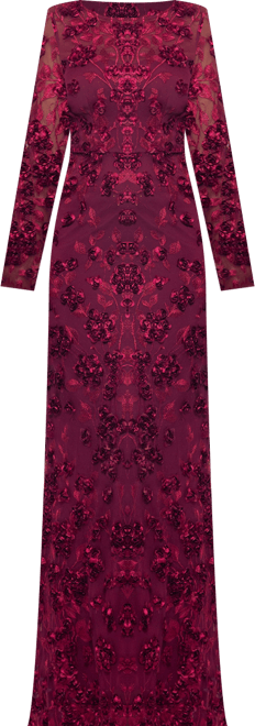 Women's Long Sleeve Rose Flower Dress