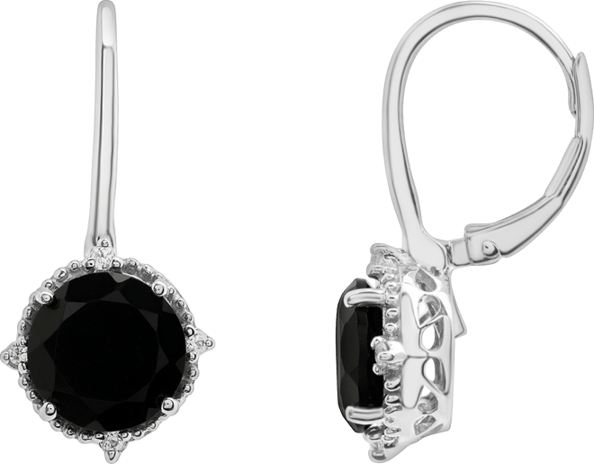 Onyx (4-1/20 ct. t.w.) and White Sapphire (1/10 ct. t.w.) Drop Earrings in Sterling Silver
