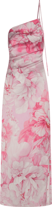 Women's Floral Asymmetrical Satin Dress