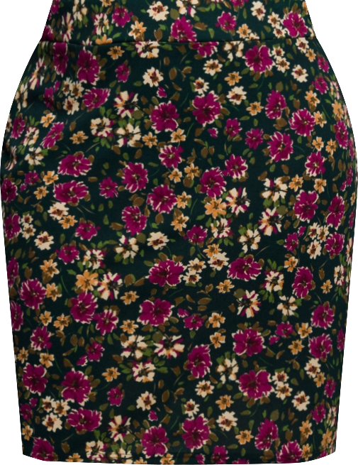 Plus Size Floral Print Knee Length Pencil Skirt