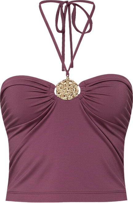 Women's Abstract Metal Detail Halter Top