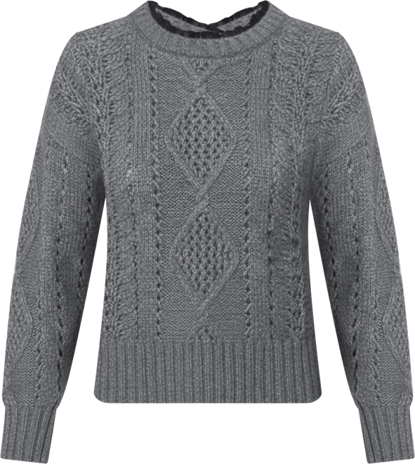 Women's Celeste Lace Trim Cable Pullover