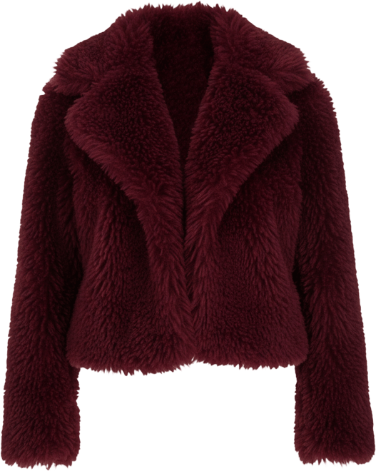 Women's Short Notch Collar Faux Fur Jacket