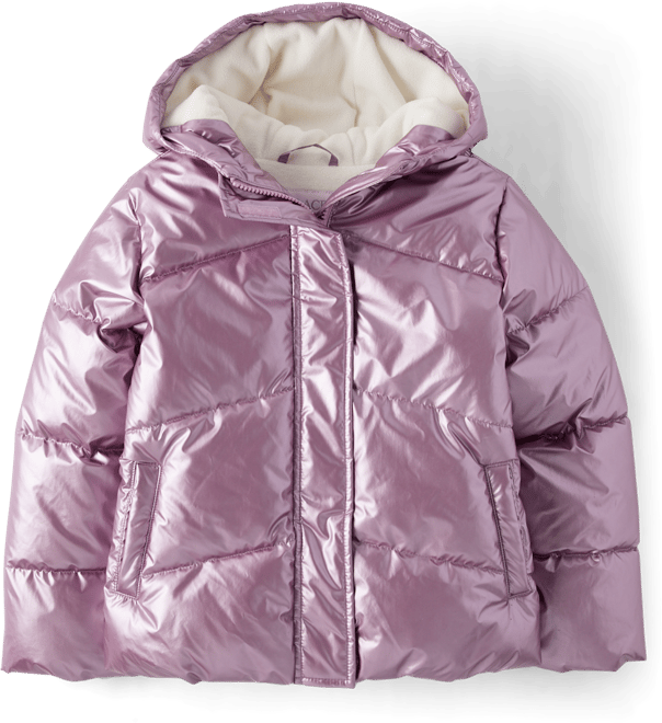 Girls Long Sleeve Pearlescent Midweight Microfleece Lined Puffer
