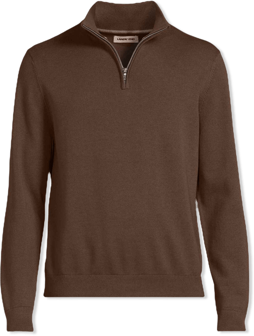 Men's Long Sleeve Fine Gauge Cotton Quarter Zip Sweater