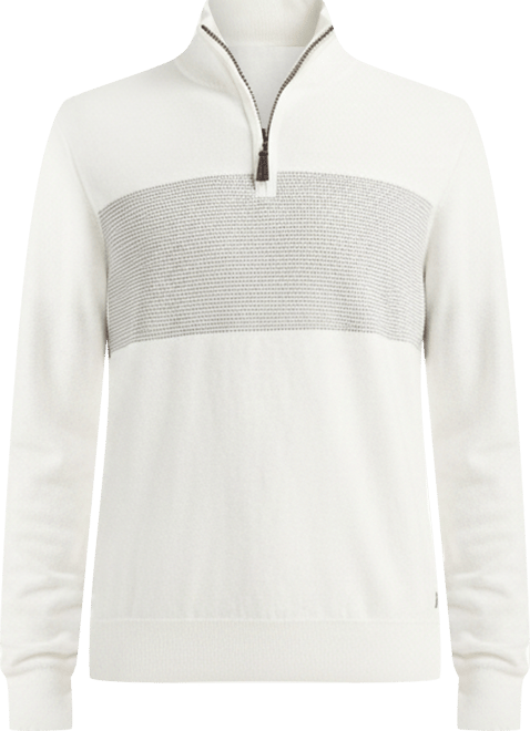 Men's Textured Quarter-Zip Colorblocked Sweater
